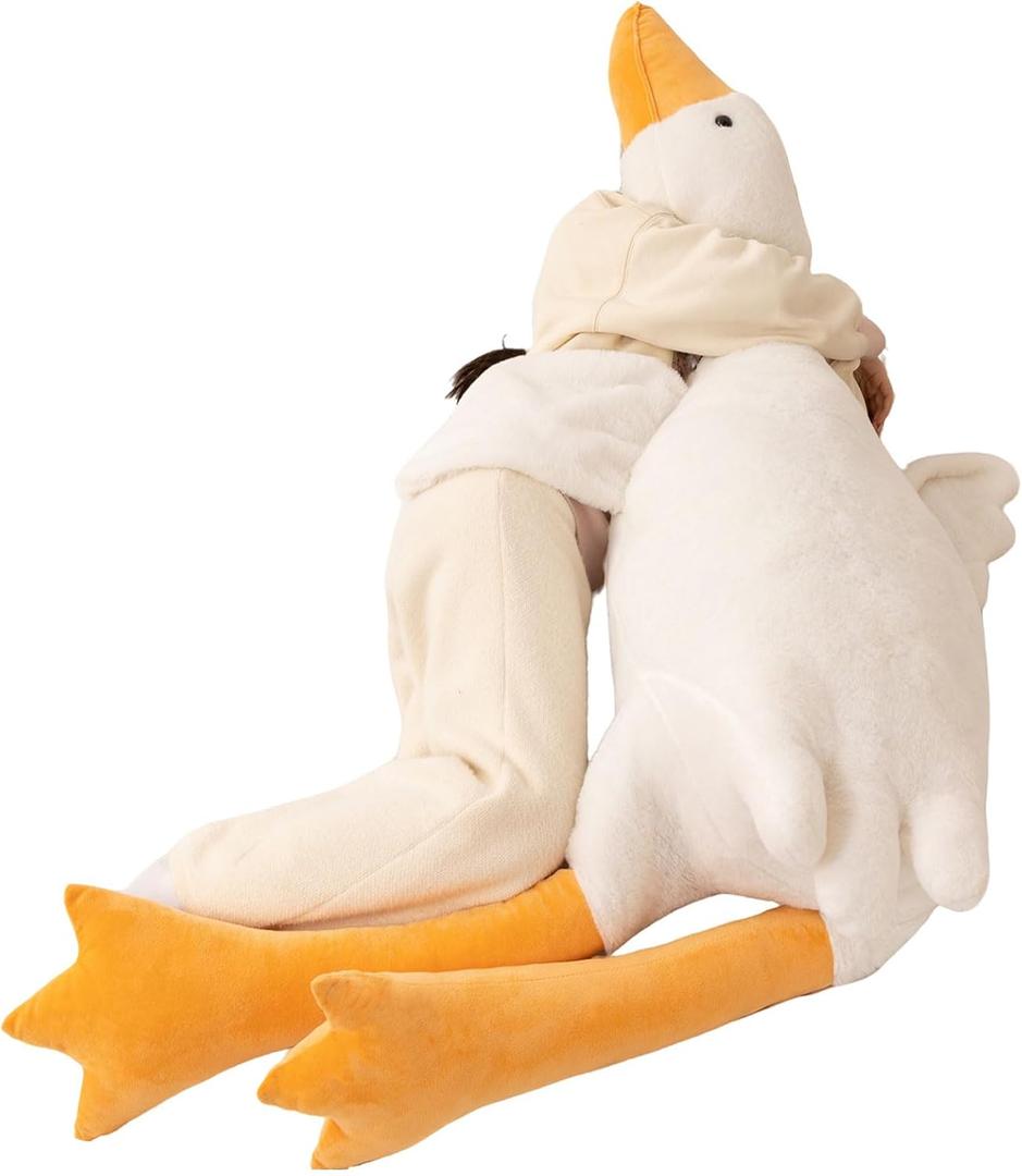 74.8 Inches White Goose Plush Pillow, Giant Soft Stuffed Toy for Children | Premium plush material, skin-friendly, easy to clean, ideal for cuddling, home decor, birthday and festival gifts for kids, 190cm/74.8in/6.23ft
