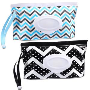 FEBSNOW 2 Pack Baby Wipes Dispenser, Portable Refillable Wipe Holder Baby Wipes Container Travel Wipes Case Reusable Boho Wet Wipes Pouch (Multicolor F)