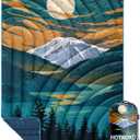 Camping Blanket,Lightweight Puffy Printed Camping Blanket Packable Outdoor Blanket for Camping,Traveling, Stadium, Hiking, Picnics (52x75", Snowy Mountain)
