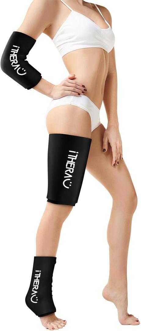 iTHERAU Cold & Hot Therapy Compression Sleeve Gel Ice Pack for Elbow, Calf, Ankle, Knee, Therapy for Sprains, Arthritis, Elbow Pain, Tendonitis - Black, Small