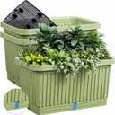 3 Pcs Large Rectangular Planter Boxes Outdoor, Green, 20 Inches