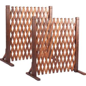 uyouous Garden Fence Wood Garden Fencing 2 Pack Extendable Instant Fence Wooden Garden Fence Expandable Freestanding Wood Garden Trellis Fence for Home Yard Garden Indoor Outdoor