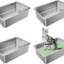 Stainless Steel Litter Box 4 Pack, 19.6"x13.7" x6" Large Litter Box