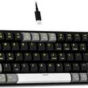 Newmen GM681 Mechanical Keyboard,68 Keys Compact USB 60% Custom LED Backlit Hot Swappable Small Mini Computer Gaming Mechanical Wired Keyboard for PC Gamer Win Mac,Black/White/Grey,Red Switch