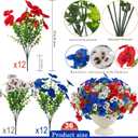 18 Pcs Artificial Fake Pansy Flowers for Outdoor, UV Resistant Faux Silk Pansies Patriotic Flowers for Outside for Planter Front Door Porch Patio Window 4th of July Home Decor (18, Red, White, Blue)