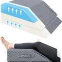Wellsin 2 Height Adjustable Wedge Leg Pillow for Elevation, Memory Foam Leg Elevation Pillows for Swelling with 3 Handles and Washable Cover (Grey)