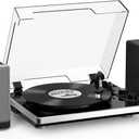 Viny Record Player with 2 External Speakers and 2 Bluetooth Modes,Turntable with ATN-3600 Stylus,Pitch,USB Recording,RCA and AUTO Stop for Vinyl Records