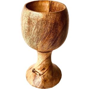 Wooden Goblet - Handmade Vintage Chalice Drinking Cup, 6" x 5oz, Perfect for Wedding, Christmas, Eucharist & Kiddush (1Pc)