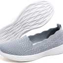 poemlady Women's Slip on Loafer Shoes - Mesh Casual Ballet Flat Nurse Walking Sneakers Knit Round Toe Casual Memory Foam Shoes (8.5 Wide)