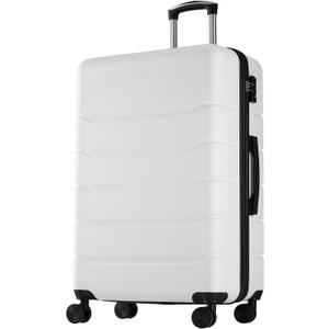 Sweetcrispy Carry on Luggage, Hard Shell ABS, Double Spinner Wheels Lightweight Suitcase TSA Lock, Cream White, 28 Inch