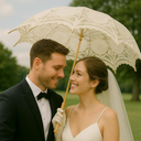 Lace Parasol Umbrella 32 Inch – Victorian Style Bridal Wedding Sunshade for Women, Lace Umbrella for Photoshoot, Tea Party, Costume, Outdoor Decoration