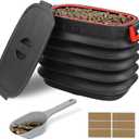 Wood Pellet Storage Containers with Scoop & Stickers Kit - Pellet Bin Pellet Bucket - Pellet Containers for Grill Pellet - Smoker Pellet Storage Pellet Grill Accessory - Black