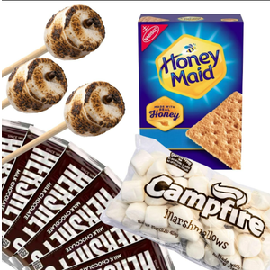 S'mores Kit Birch Roasting Sticks, Graham Crackers, Chocolate & Marshmallows – Great for Camping, Bonfires, Parties, Exp Date: 03/26/2027