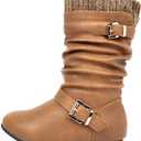 DREAM PAIRS Girl's Faux Fur Lined Knee High Winter Riding Boots(Toddler/Little Kid/Big Kid) 2 Little Kid