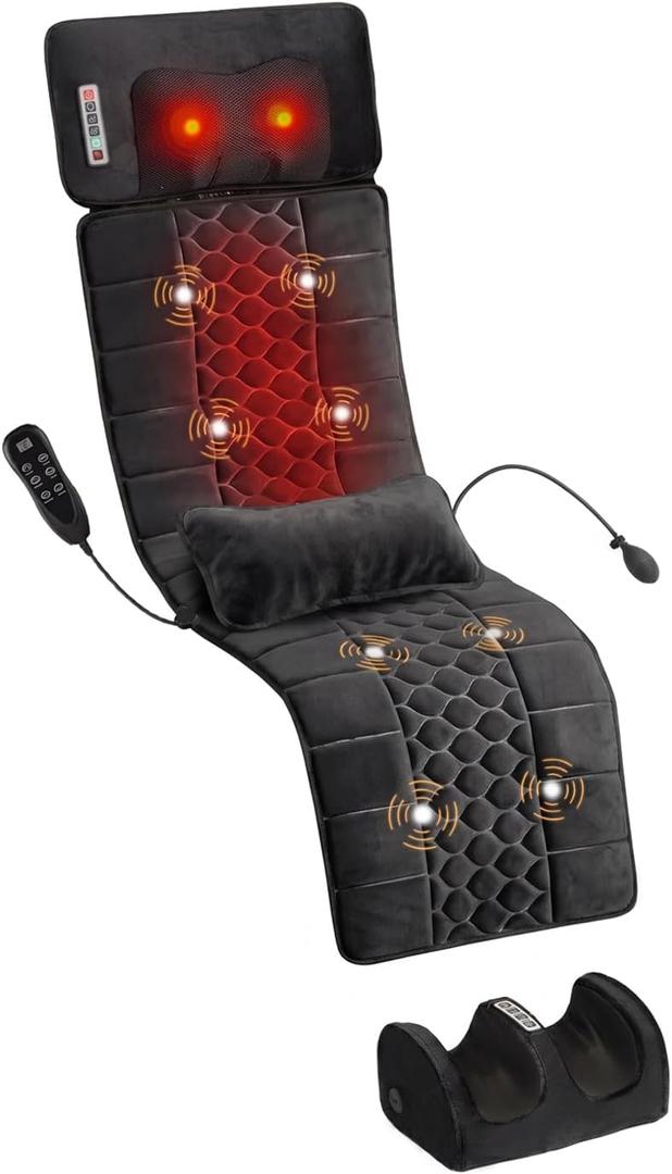 Full Body Massage Mat with Movable Neck Massager or Back Massager with Heat,Heated Massage Chair Pad Gifts for Mom,Dad,Women