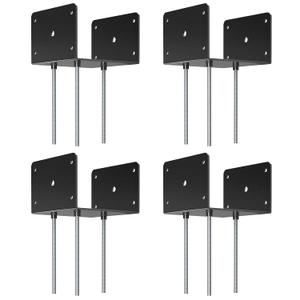 6x6 Concrete Post Base(4 PCS), Deck Post Base Holder Ground Spike for Concrete, Decking Post Brackets with 3 Anchor Rods, Post Base for Pavilion Deck Porch Handrail Railing