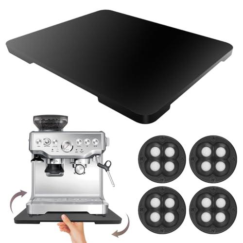 360° Rolling Tray Bamboo Appliance Slider for Kitchen Appliances, for Breville Espresso Machine Accessories, Sliding Tray for Coffee Maker Appliances Mat Easily from Under The Cabinet Black 13"×15.7"