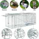 ANT MARCH Live Animal Cage Trap 32''x11.5"x13" Steel Humane Release Rodent Cage with Gloves for Rabbits, Stray Cat, Squirrel, Raccoon, Mole, Gopher, Chicken, Opossum, Skunk, Chipmunks, Groundhog