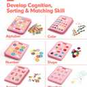 hahaland Toddler Busy Board Montessori Toys for 3 Year Old Girl Gifts, Educational Learning Toys with Life Skills, Alphabet, Number, Shape, Color, Car Ride Airplane Travel Toy Toddlers Girls Busy Book