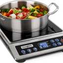 ChangBERT Portable Induction Cooktop, NSF Certified Pro Induction Hot Plate, Powerful 1800W with Large 8" Heating Coil, Premium Stainless Steel, 18 Temp Settings Commercial Grade Countertop Burner