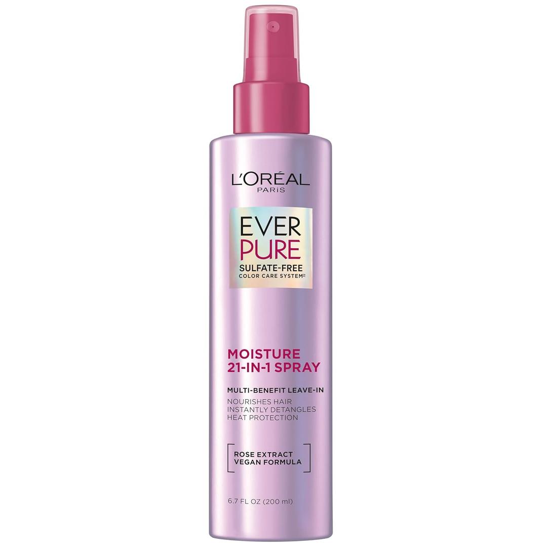 2 x L'Oreal Paris 21-in-1 Leave In Conditioner Spray, Sulfate Free, Vegan, EverPure 6.8 fl oz