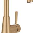 Moen Ronan Bronzed Gold Double Bend Single Hole Modern Bathroom Sink Faucet with Optional Deckplate and Spring Loaded Drain Assembly, 84024BZG
