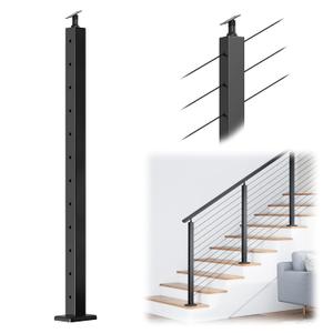 Muzata 42" Black Cable Railing Post Surface Mount Angle Drilled PS01 BA4L
42"×2"×2" Stair Post for 25-35 Degrees, T304 Stainless Steel, Indoor & Outdoor Use, Easy DIY Installation with User Guide