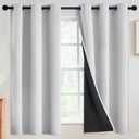 SimpleHome 100% Blackout Curtains for Bedroom,Thermal Insulated Grommet Window Drapes Room Darkening White Curtains for Living Room with Black Back,42 x 63 Inch,2 Panels
