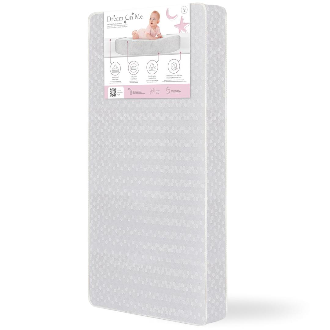Dream On Me Honeycomb Orthopedic Firm Fiber Standard Baby Crib Mattress, Greenguard Gold and JPMA Certified, 5 Fiber Core Optimum Support, Fits Crib and Toddler Bed, Waterproof Vinyl Cover (White)