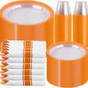 I00000 350 Pcs Clear Orange Plates for 50 Guests, Orange Disposable Plates Set Include 10" Dinner Plate, 7" Dessert Plate, 50 Cups, 50 Pre Rolled Napkins with Cutlery Set for Party and Wedding
