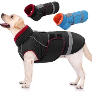 SUNFURA Large Dog Coat, Dog Jacket for Winter, Warm Pet Winter Coat for Cold Weather, Thick Fleece Jacket for Large Dogs, Pug, French Bulldog, Pitbull, Black X-Large Black