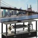 Furinno JAYA Large Stand for up to 55-Inch TV, French Oak, 47. 63(W) x 15. 55(H) x 22. 79(D) Inches., Grey/Black, 55" TV, Plastic Frame