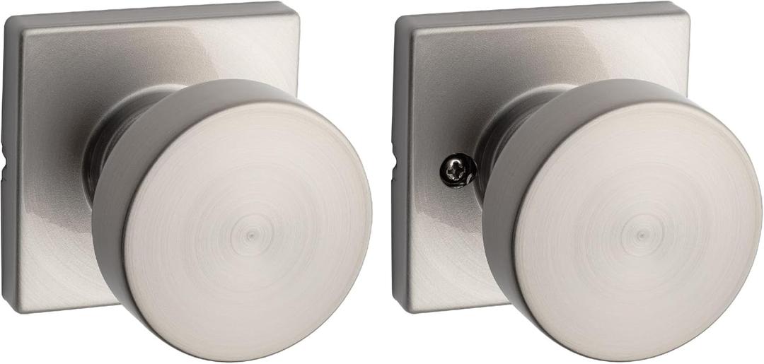 Kwikset Pismo Interior Passage Door Knob, Handle For Closet and Hallway Doors, Non-Locking Doorknob in Satin Nickel, with Microban Protection (1 Pack)