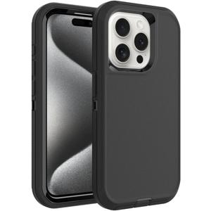 Case for iPhone 15 Pro Max, Heavy-Duty Tough Rugged Shockproof Drop Protective Cover Phone Cases, Black