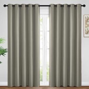 Yakamok Premium Room Darkening Thermal Insulated Curtains for Bedroom/Living Room - Classic Grommet Top (2 Panels, Taupe, 62 Inch by 84 Inch)