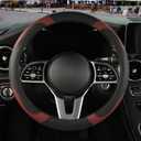 Microfiber Leather Steering Wheel Cover, Breathable, Anti Slip, 13.5 inch to 14 inch, Black with Burgundy