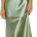 RNTMR Summer Satin Spaghetti Strap Cowl Neck Backless Midi Dresses for Women Elegant Tie Low Back Ruched Cocktail Dress, XL
