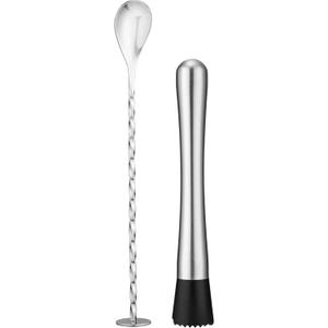 Stainless Steel Cocktail Muddler & Mixing Spoon Set  10 Inch Bar Tool Kit for Home Bartenders, Ideal for Mojitos, Margaritas, Mint & Fruit Cocktails, Silver