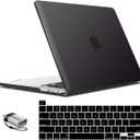 IBENZER Compatible with MacBook Pro 16 Inch Case A2141 Release 2020 2019, Hard Shell Case with Keyboard Cover & Type C Adapter for Old Version Mac Pro 16, Matte Black, T16BK+1TC