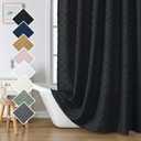 Lecloud Black Shower Curtain 72" x 78", Farmhouse Jacquard Boho Minimalist Plaid Striped Shower Curtain for Bathroom, Tufted Textured Hotel Curtain 1 Pcs