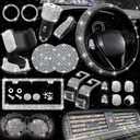 NBTEPEM 27 PCs Bling Car Accessories Set for Women, Steering Wheel Covers Universal Fit 15 Inch, Bling License Plate Frame, Bling Phone Holder, Bling Car Coasters (Silver Diamond)