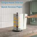 Paper Towel Holder Countertop, One-Handed Tear, Stainless Steel, Weighted Base, Black, Paper Towel Roll Holder Stand with Ratchet Mechanism for Kitchen Bathroom Farmhouse Essentials Decor Accessories