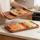 VERTORGAN 2 Pack Acacia Wood Serving Tray,13.8x7.9 Inch Decorative Trays Platter for Coffee Table,Living Room,Bar,Party,Mini Charcuterie Boards Cheese Board,Home Decor