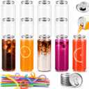 100 Pack 16.9 oz Plastic Cans with Lids, Clear PET Soda Can Cups