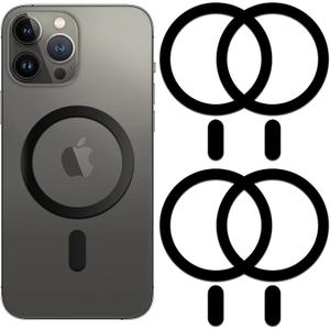 Metal Ring Compatible with MagSafe Sticker Designed for iPhone 12~17, Circle Magnetic Magnet Adapter Rings for Phone Case (Black)
