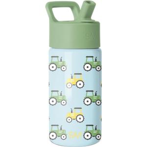 Simple Modern Kids Summit Water Bottle with Straw Lid | 14oz Stainless Steel Cup Insulated Tumbler for Toddlers, School | Tractor Fun