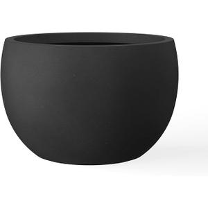 Kante 19.9" Dia Round Concrete Planter, Outdoor/Indoor Large Bowl Plant Pots with Drainage Hole and Rubber Plug for Garden Patio Balcony Home, Black