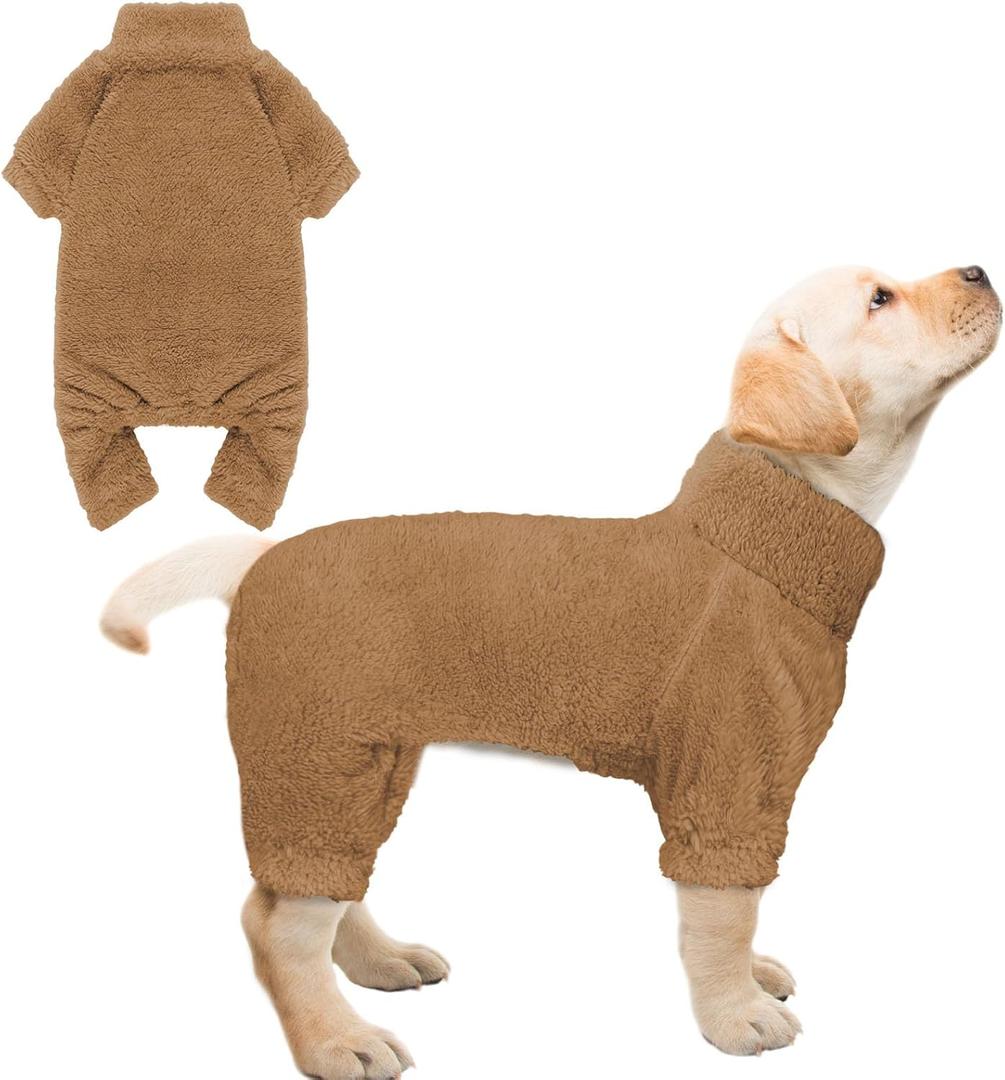 Fuzzy Pajamas Turtleneck Warm Soft Cozy Lightweight Dog Pjs Sweaters for Small Dogs (Coffee-S)