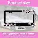 Cherry Blossom License Plate Frame  Stylish Black Frame with Pink Cherry Blossom Design, Stainless Steel Car Holder with Screws & Caps, Fits US & Canada Vehicles (Cherry Blossom)