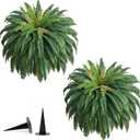 48in 96 Leaves Large Fake Ferns-Set of 2 Artificial Plants Outdoor, UV Resistant Artificial Ferns for Outdoors, Realistic Faux Boston Fern Fake Plants for Porch Home Garden Patio Hanging Decor
